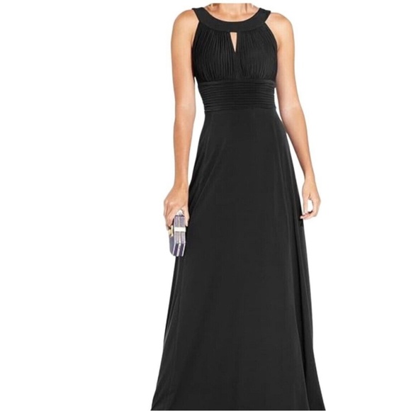 SANGRIA Gown Elegant Pleated Flowing S/L Built-in Bra Soft Taupe Sz 14 - Picture 2 of 14